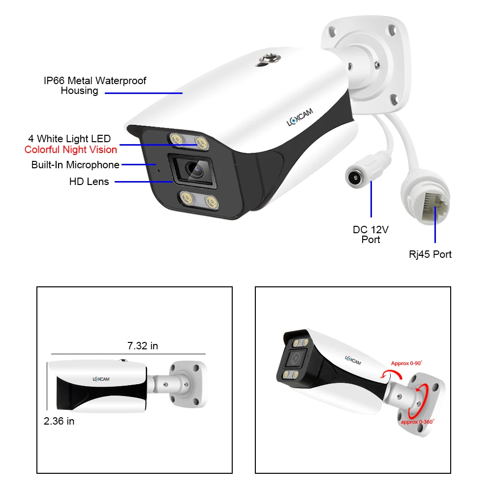 Imagem -06 - Loxcam H.265 4k Câmera de Segurança Poe 8mp 3840*2160 ai Câmera ip Humano ao ar Livre à Prova Dnvr Água para Vigilância por Vídeo Nvr Kit P2p