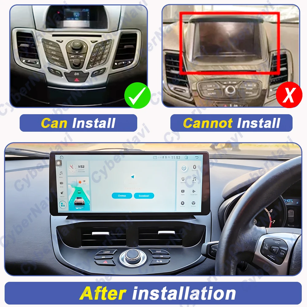 12.3 Inch For Ford Fiesta MK6 MK7 2009 -2016 Carplay Android Auto Car Radio Multimedia Video Player Navigation GPS Auto Stereo