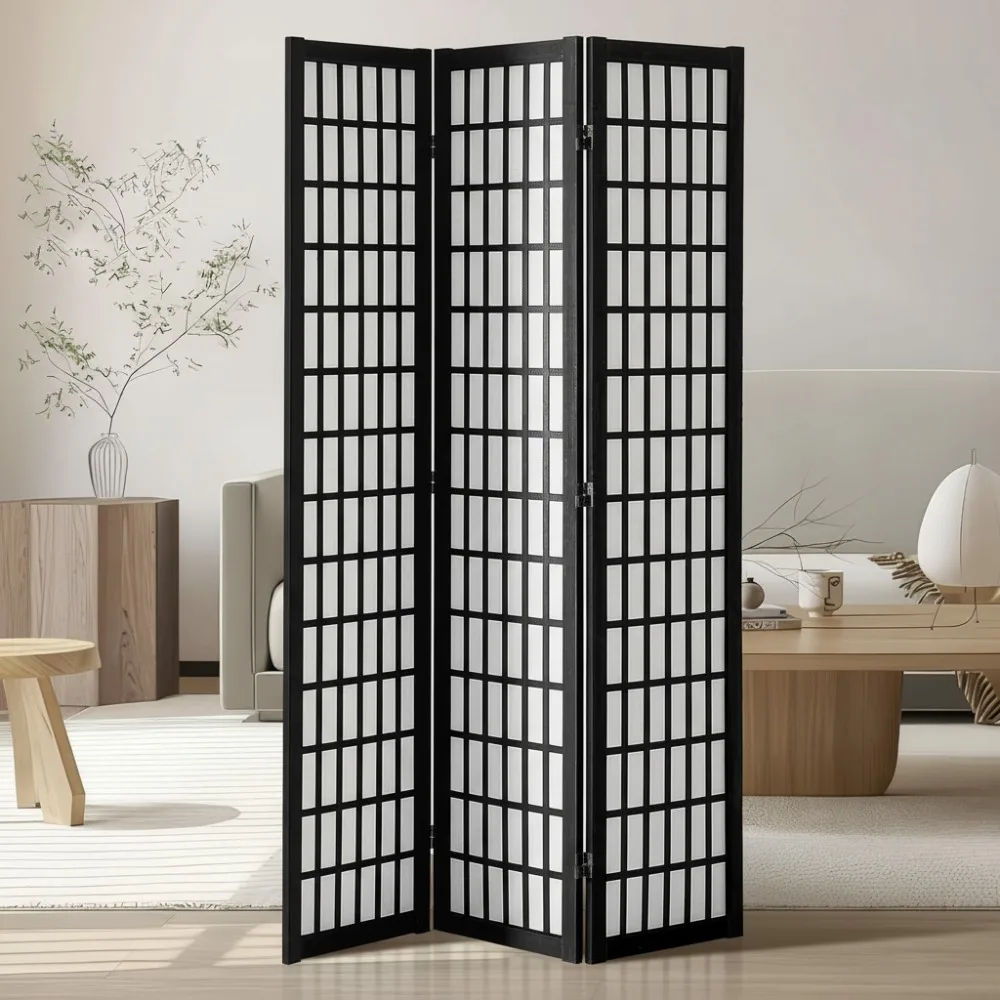 

3 Panel Japanese Room Divider, Wood Folding Privacy Screen for Home Office Restaurant Bedroom Separation