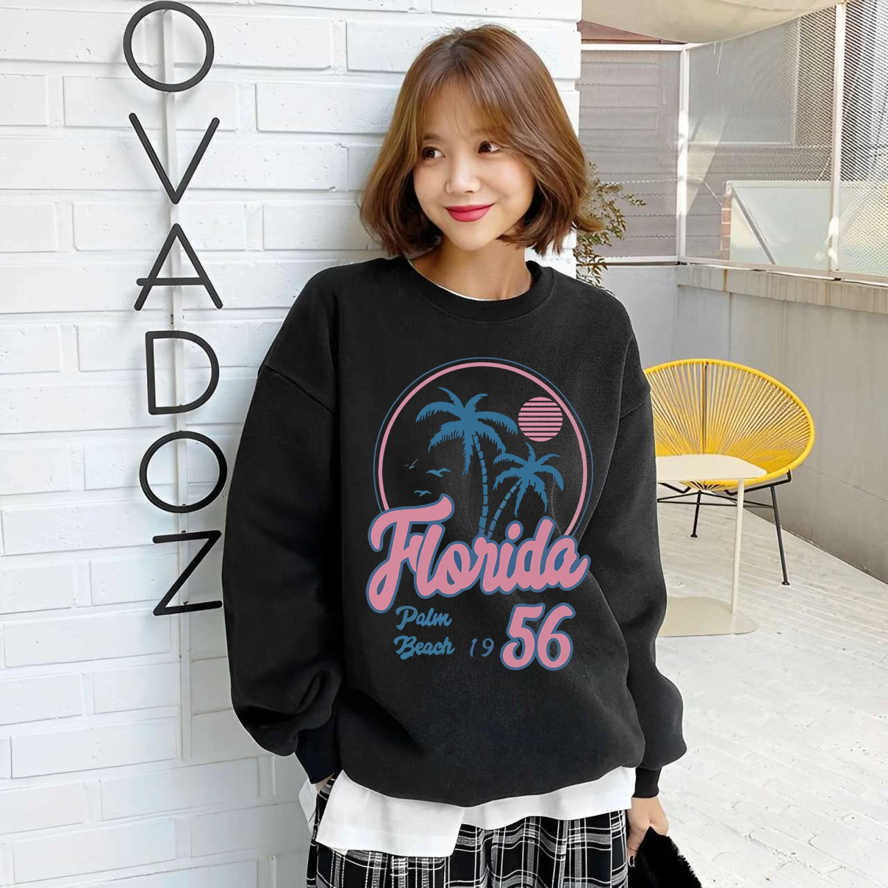 

Florida Palm Beach номер 56, женский свитшот с принтом, уличная мода, пуловеры, флисовый осенний женский спортивный костюм, одежда с круглым вырезом