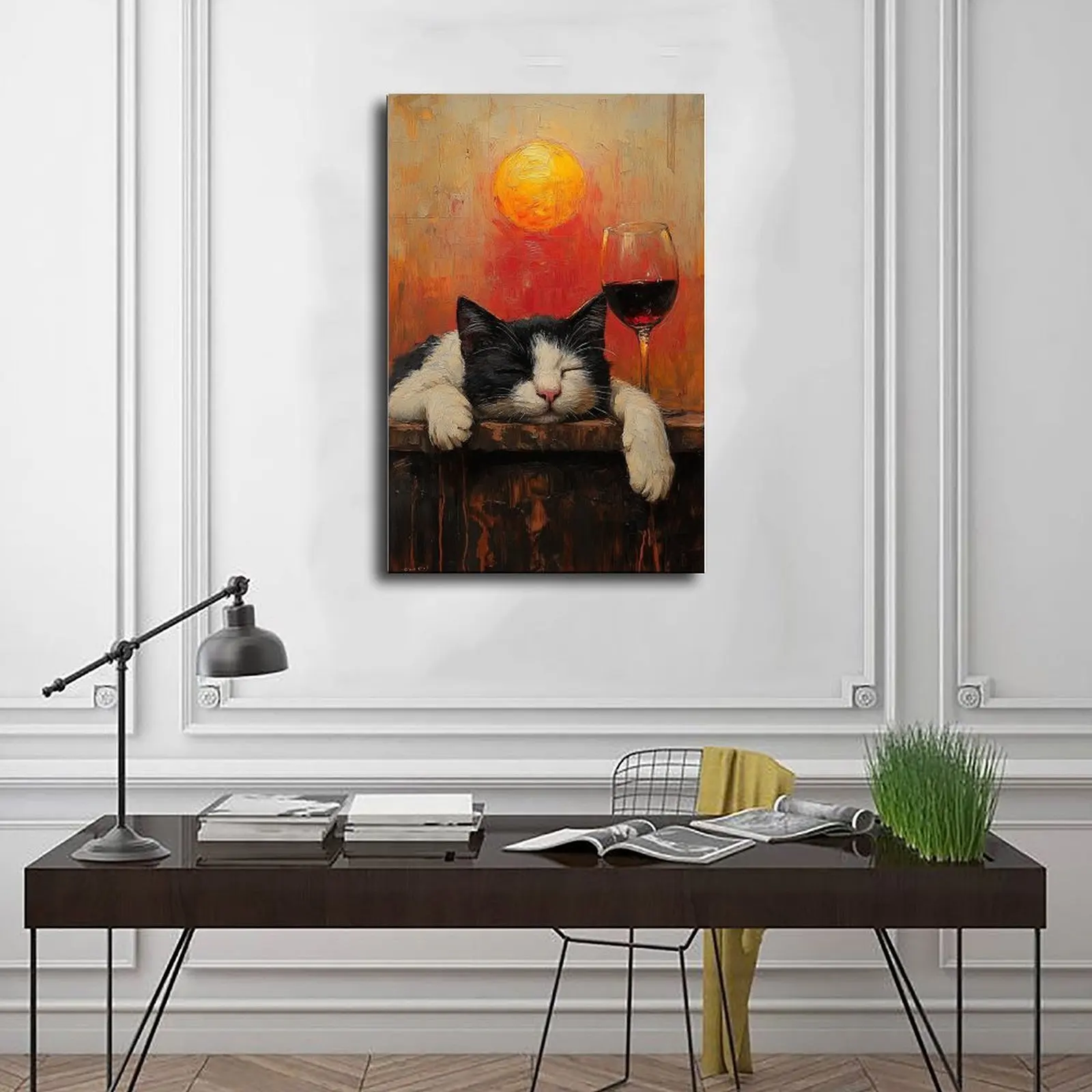 1pc Stunning Wall Print of Drinking Kitten for Bathroom Kitchen Living Room Bedroom for All Seasons Decoration