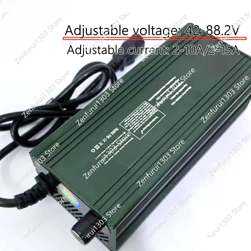 10A 15A Curren Voltage Adjustable 48V 60V 72V 84V 54.6V Li-ion Lifepo4 Lithium Battery Charger 13S 14S 16S 20S 24S charge parts