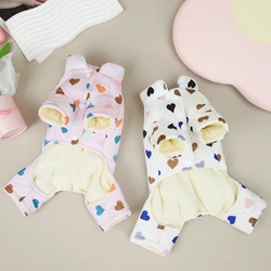 Cute Heart Dog Warm Jumpsuit Rompers Winter Pet Clothes Dog Jacket Puppy Yorkshire Pomeranian Poodle Bichon Frise Clothing Coat