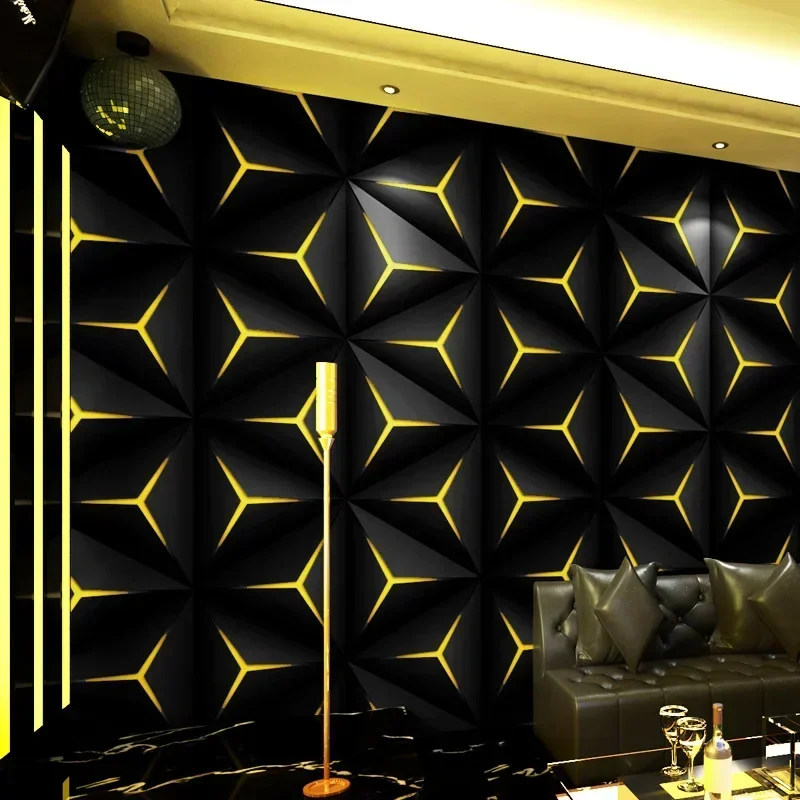 Non Self-adhesive Wall Treatments Wallpaper Ktv Decoration Wallpaper 3D Plane Geometric Pattern Theme Box Background Wallpaper