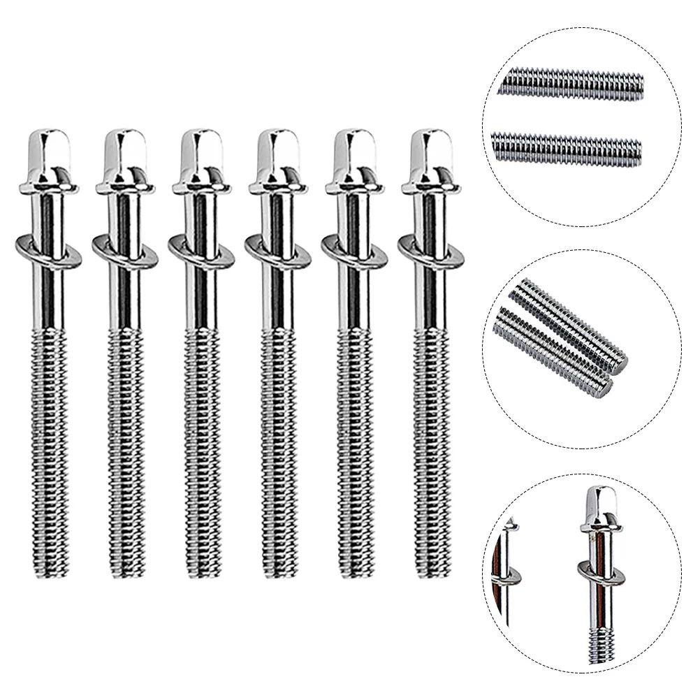 6 Pcs Drum Screws Snare Tom Repair Part Tight Tension Rods Kit Lug Mounting Percussion Accessories for Hardware Metal