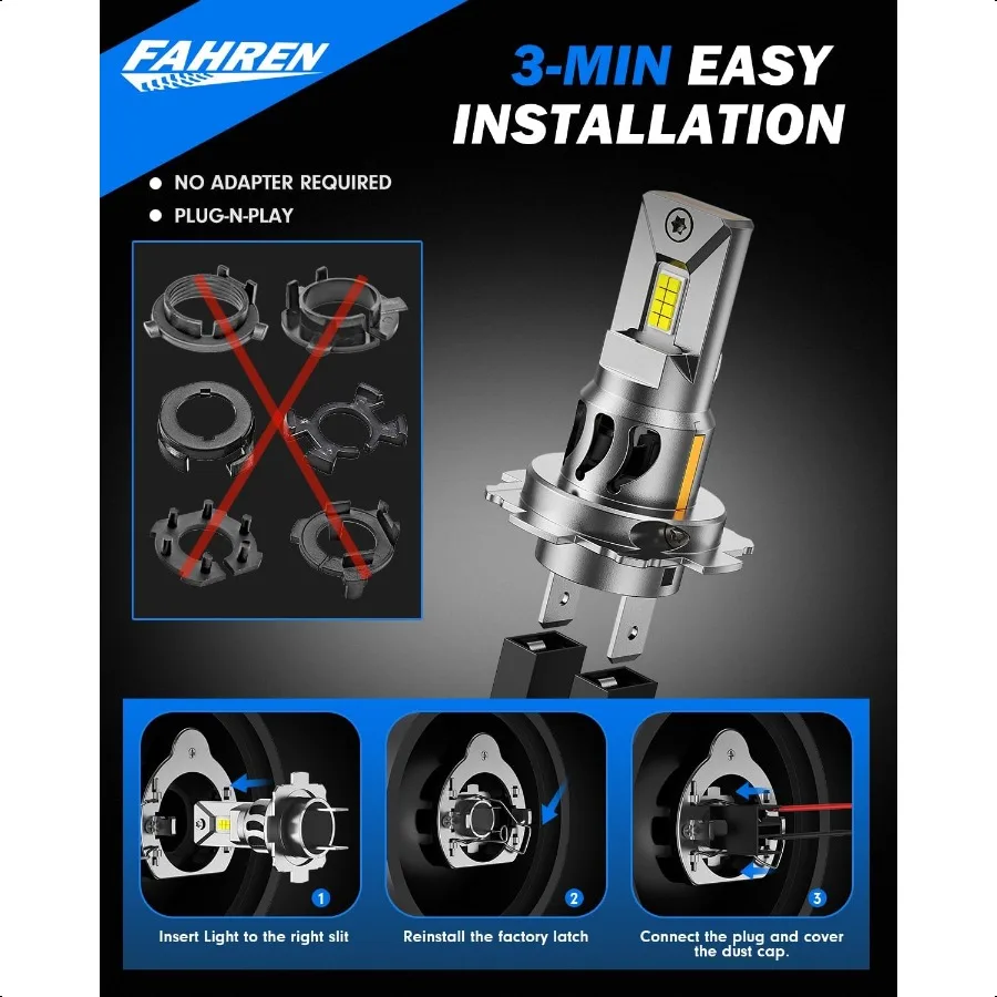 H7 مصابيح كهربائية LED 30 000LM er Brightn 1:1 حجم لا حاجة إلى محول التوصيل اللعب 6500 كيلو الأبيض مع 16 رقائق CSP Canbus جاهزة غير القطب #4