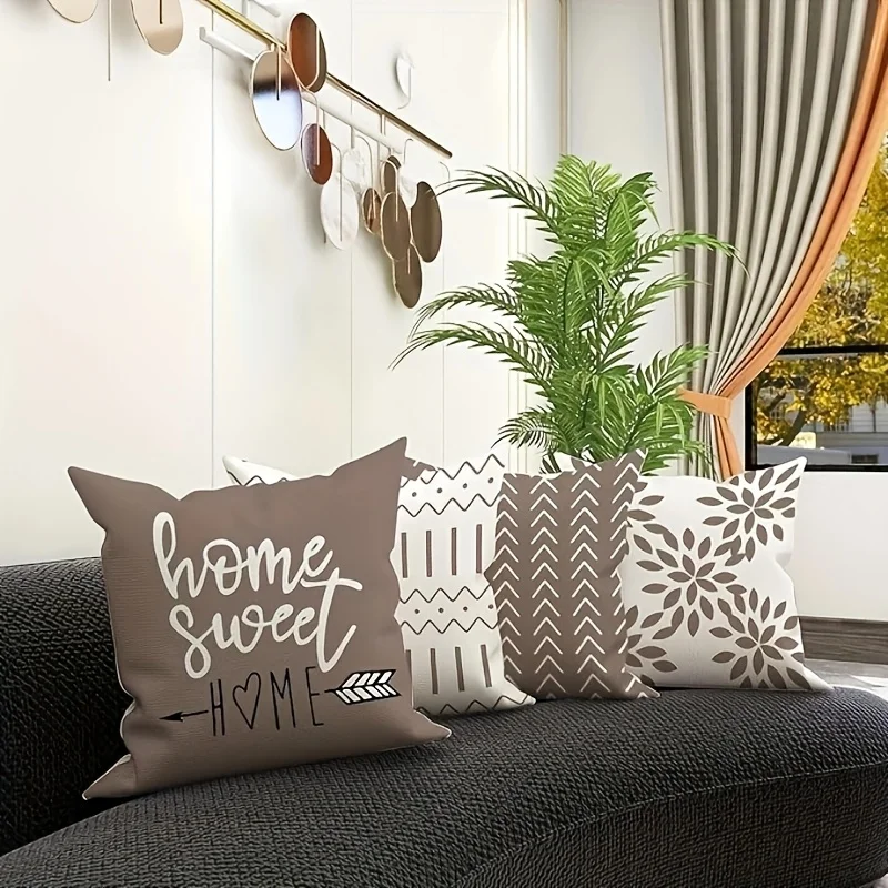 Modern Sofa Cushion Covers, Decorative Outdoor Pillow Covers Suitable for Sofa Beds and Cars, Unfilled,Khaki Color.