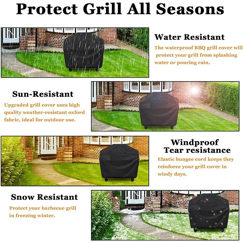 Outdoor Rainproof Barbecue Cover Oven BBQ Cover 420D Oxford Cloth Durable Waterproof Grilling Cover for Propane Gas Grill view 6