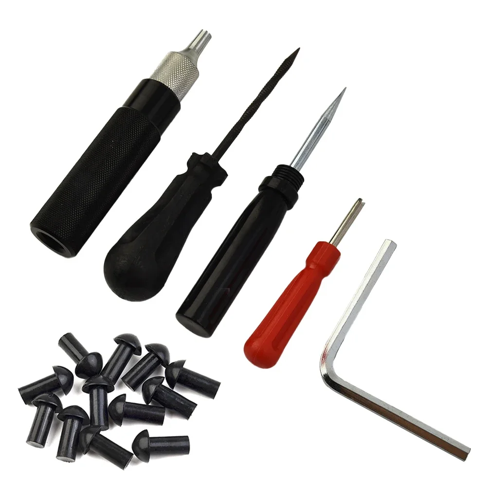 

1set Car Motorcycle Tire Repair Plugger Tools Tire Wheel Repair Kit Puncture Mushroom Plug Probe Nozzle Car Motorcycles Repair