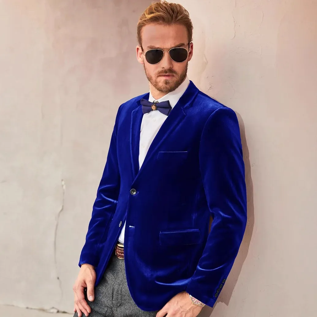 

Blazer Men's Wedding Velvet Professional Casual Performance Fashion Business Korean Version Gentleman Versatile Host Blazer