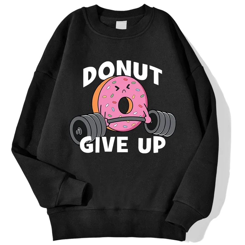 Doughnut Weightlifting Donut Give Up Men Hoody Fashion Fit Sweatshirt Casual Fleece Big Size Hooded Autumn fur-liner Tracksuit