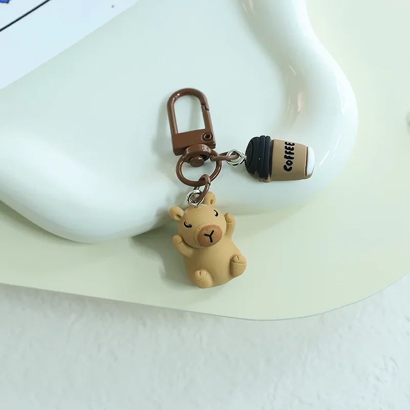 Cute Resin Capybara Key Chains for Women Girls Capibara Animal Keychain Kawaii Bag Backpack Charms Couple Friend Jewelry Gift