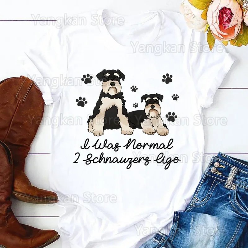 Schnauzer Donna Cartoon Mom Summer Print Lady T-shirt Top T Shirt Donna Donna T-shirt grafica femminile