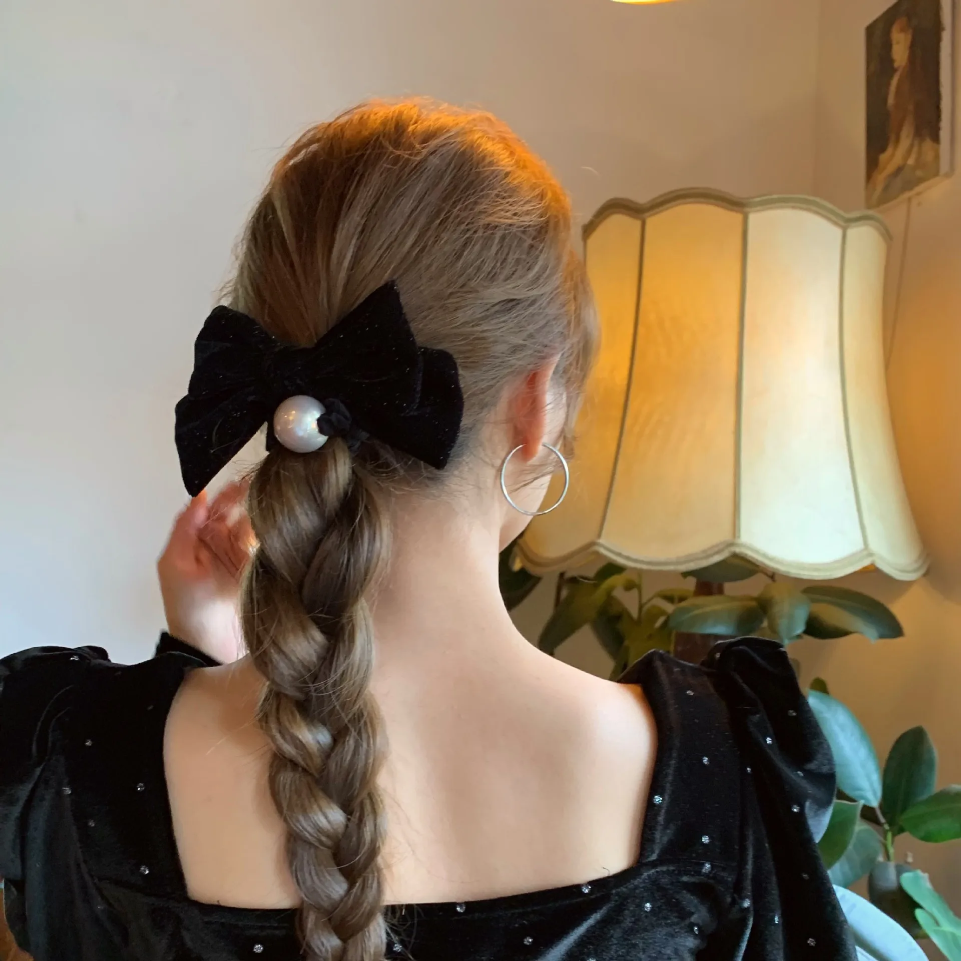 여성용 양면 활 상어 클립, 블랙 레드 벨벳 헤어 클립, 뒷머리 머리핀, 패션 바레트, 스위트 걸스 헤어 액세서리