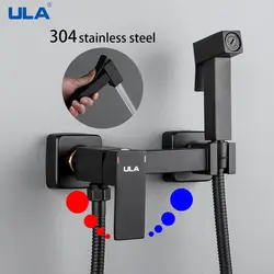 ULA Shower Bidet Faucet Black Mixer Faucets Muslim Shower Ducha Cold&Hot Water Mixer Crane Square Shower Sprayer Hygienic Shower