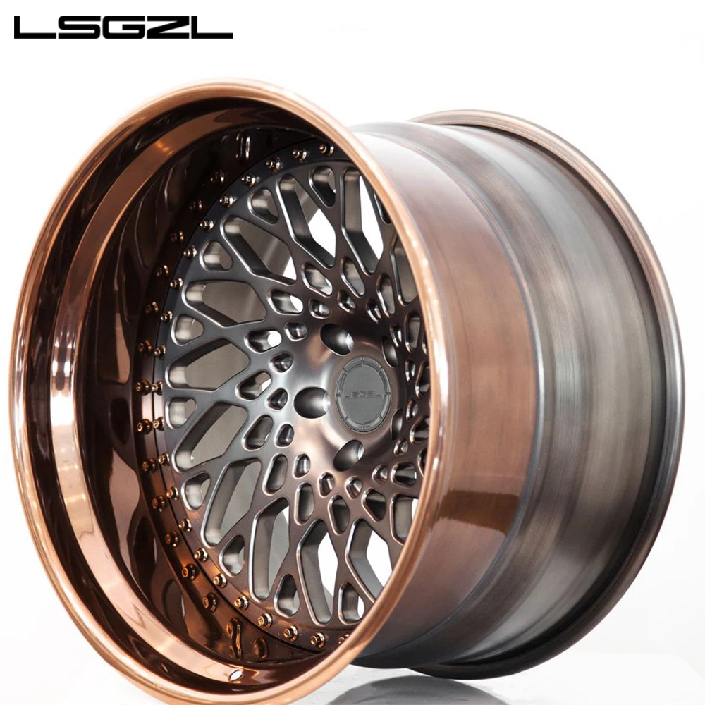 Luxury Big Lip 3 Piece Forged Alloy Deep Concave Wheels Rim 5X114.3 5X130 5x120 for Car 18 19 20 21 22 24 26 Inch Wheel