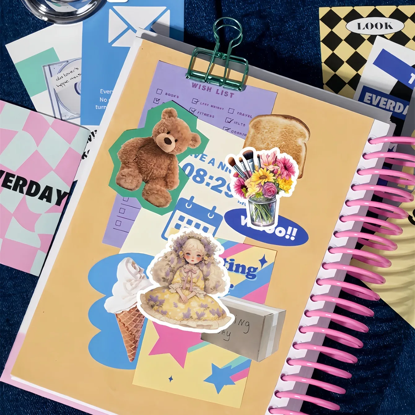 17 قطع لطيف المائية الرجعية دمية فتاة الأميرة ملصقات، كتيب سكرابوكينغ الأدب والفن، الديكور الهاتف المحمول