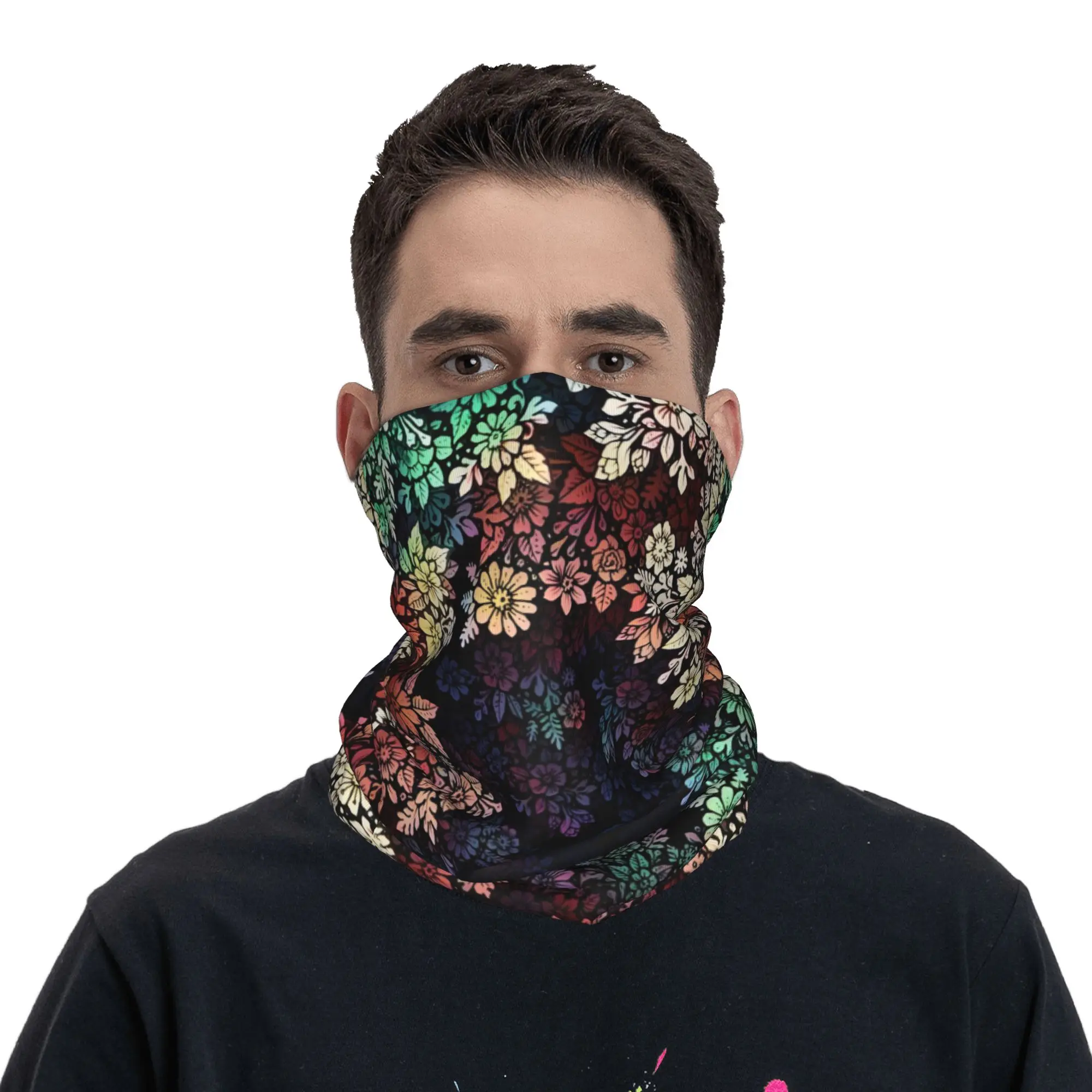 Custom Flower Bandana Neck Gaiter for Hiking Camping Women Men Wrap Scarf Fashionable Digital Print Headband Warmer image 4