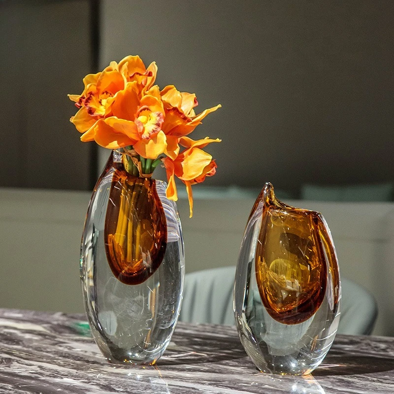 Light luxury classical glass vase, living room hydroponic flower arrangement