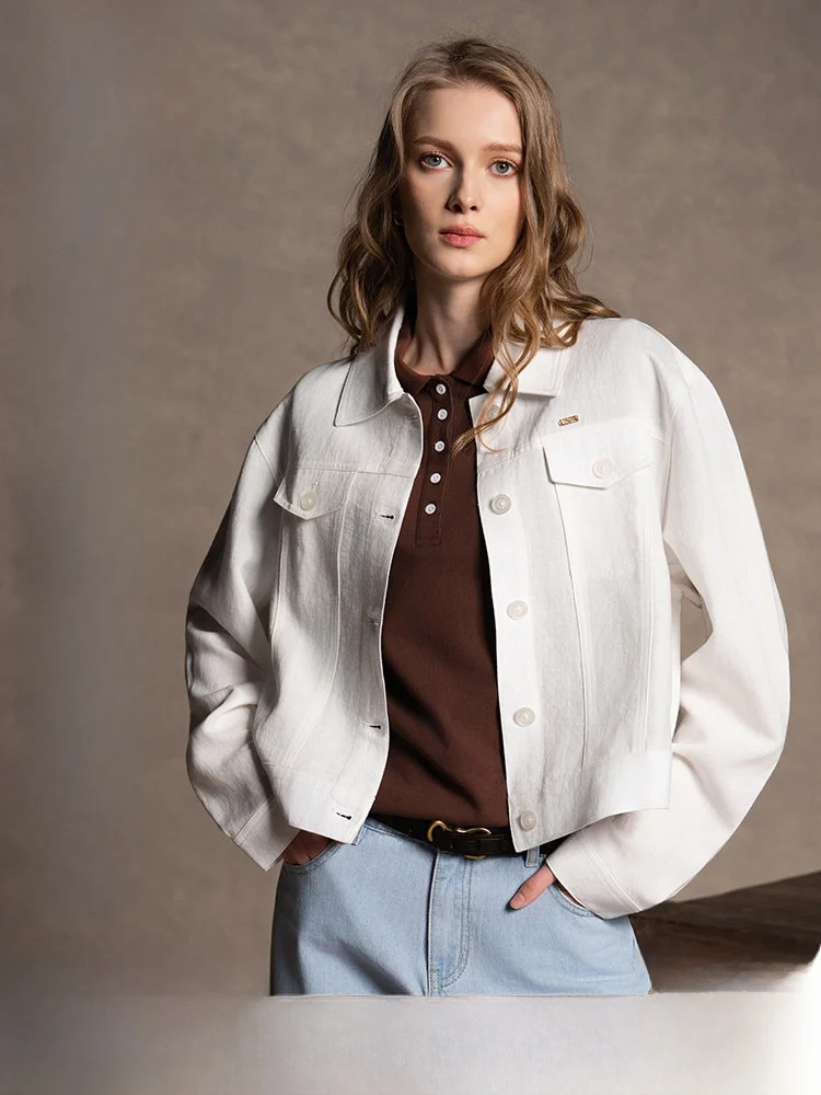 Chaqueta informal estilo americano para mujer USPA, abrigo corto de lino cómodo, ropa de abrigo de verano a la moda para muje...