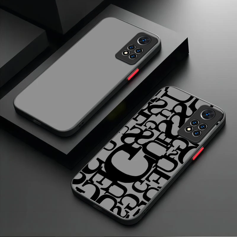 Matte Case For Xiaomi Redmi Note 14 13 12 11 Pro Plus 5G 12S 11S 10S 10 9 Redmi 14C 13C 12C 12 4G A3 A3X Luxury Letters Funda