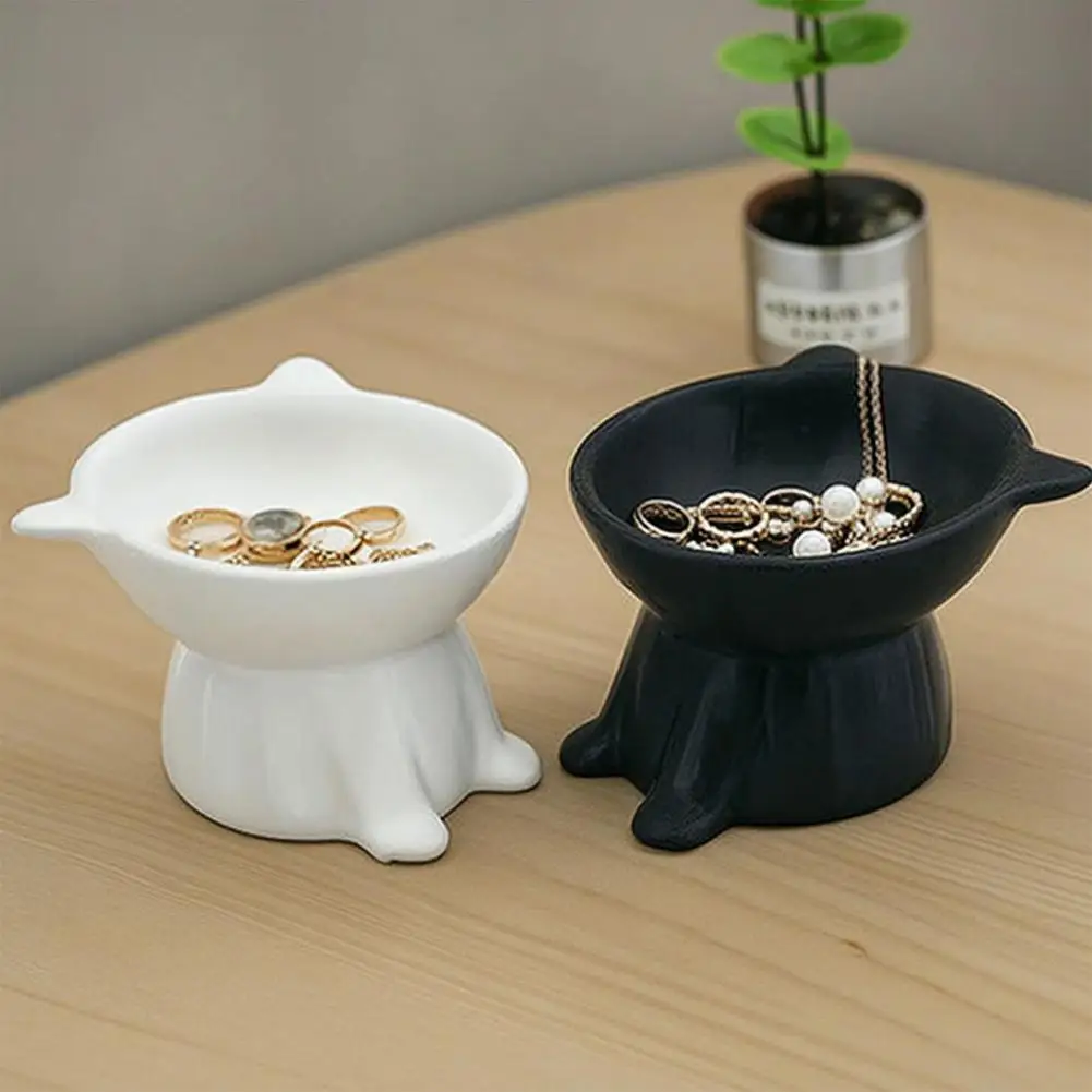 Cat-shaped Jewelry Holder Cute Cat-shaped Jewelry Tray 3d Printed Trinket Dish Decorative Ring Holder for Earrings Bracelets