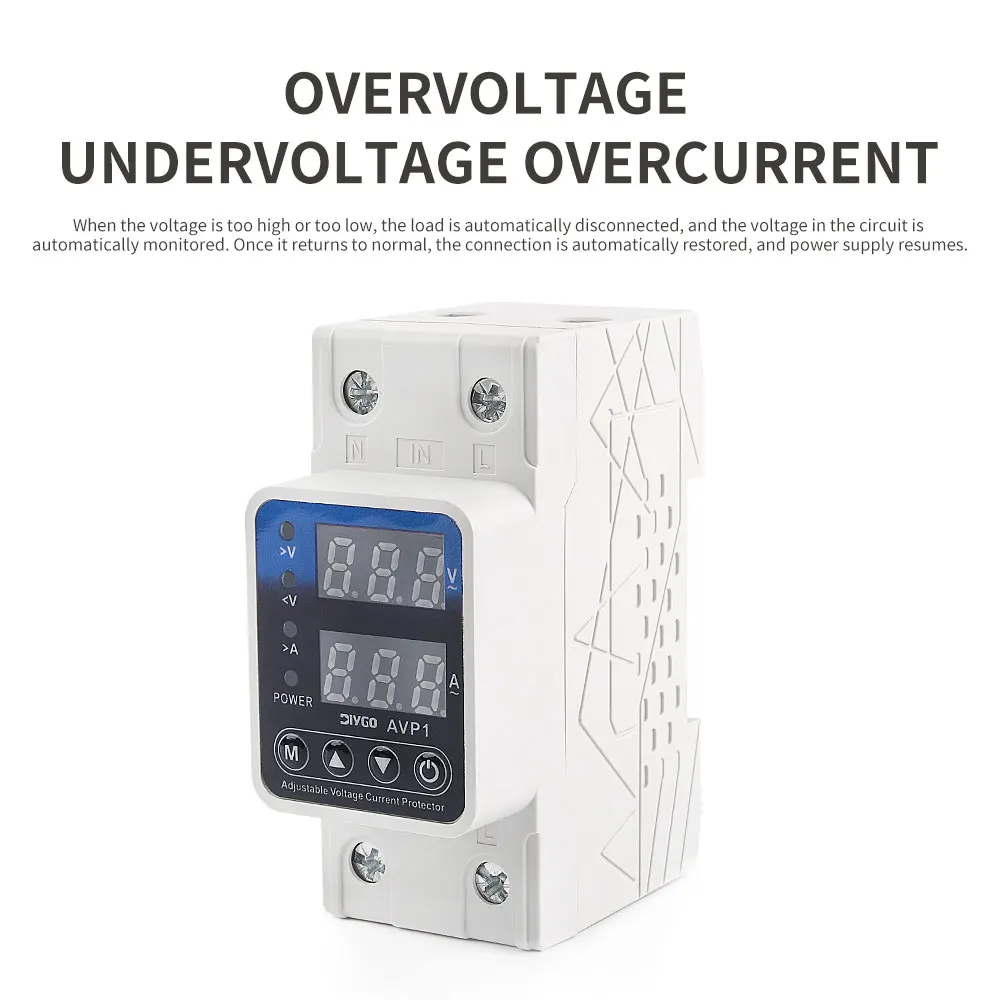 DIY GO Dual-Display 40A 63A 80A AC 220V 230V Einstellbarer Überspannungs- und Unterspannungs-Schutzrelais mit Überstromschutz – Detail 6