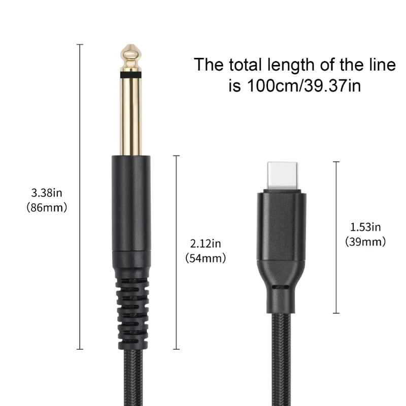 Câble stéréo Type C à 1/4 pouces, 6.35mm, pour amplificateurs, mélangeurs d'écouteurs