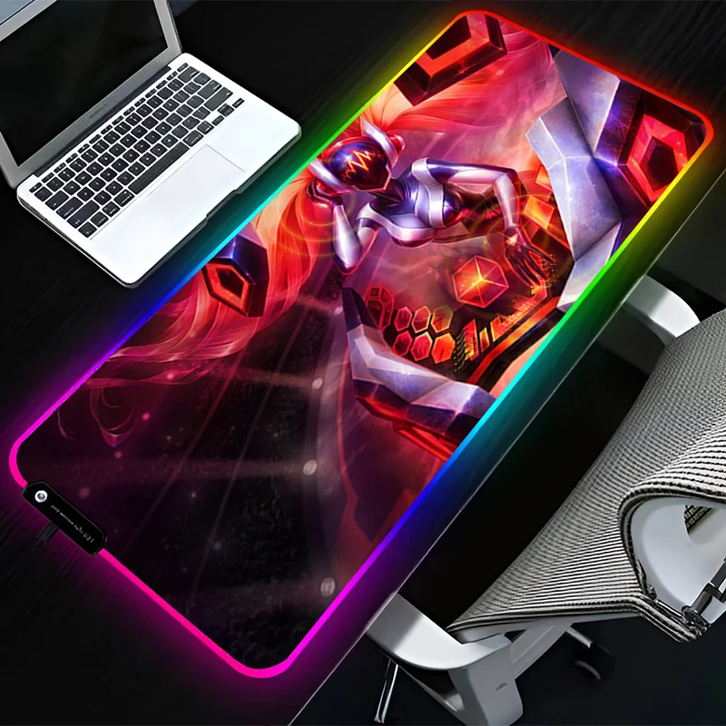 

RGB LED Mouse Pad Computer Gamer Accessories Mouse Mat Rubber L-league Of Legends Sona Keyboard Pad Non Slip Mousepad Desk Mat