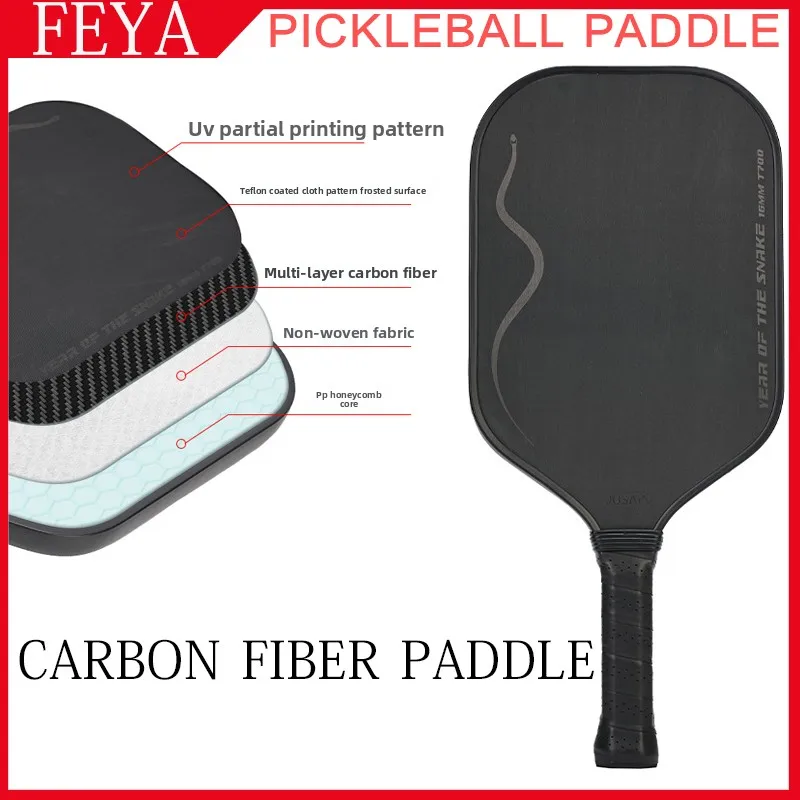 

FEYA Carbon Fiber Pickleball Paddle Cloth Patterned Frosted Teflon Foam Core Hot Pressing Customized Tournament Grade Racket