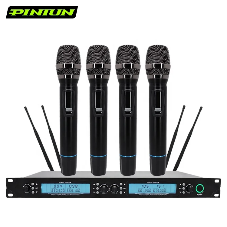 

PINIUN HF-U401 Microphone Wireless 4 Channel Professional Microphone Karaoke Stage Performance Handheld SINGING MIC