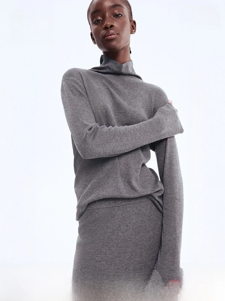 

Женский шерстяной вязаный топ H&M с высоким воротом, плотной вязки, для ношения под одеждой, повседневный, с длинным рукавом, из смесового полиэстера