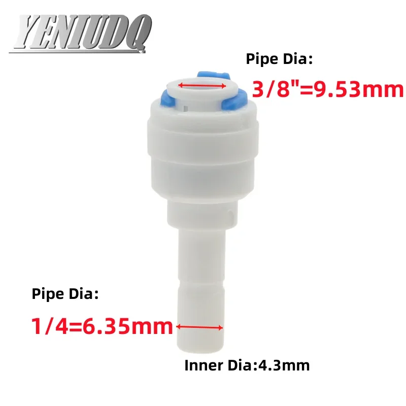 Reverse Osmosis 1/4 3/8 Hose Connection Quick Coupling Stem L Straight Tee RO Water Aquarium Plastic Joint Pipe Fitting