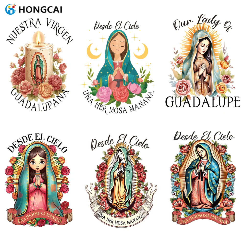 6-teilige kreative Wärmeübertragungs-Vinylaufkleber Unserer Lieben Frau von Guadalupe – hochwertiger, künstlerischer Attraktivität in Galore