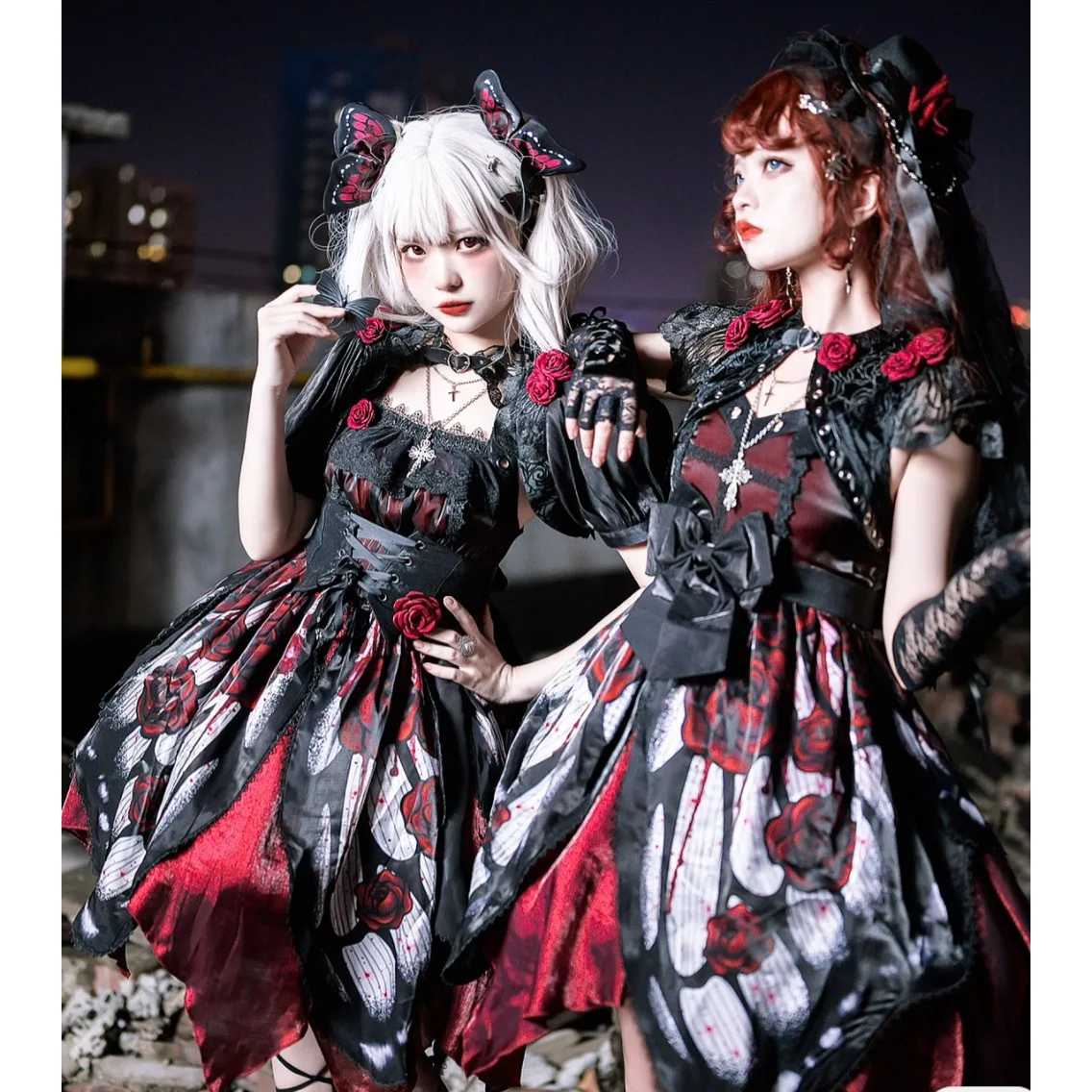 Sexy Gothic Dress Butterfly Effect Gothic Dead Blood Rose Butterfly Dress Girl Jsk SK Women Lolita Dresses