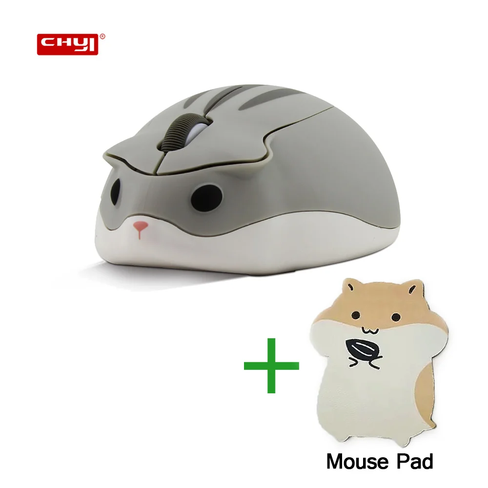 Cute Cartoon Mouse Combo 1600 DPI 2.4GHz USB Wireless 3D Hamster Mause Ergonomical Matte Mute Mice for PC Laptop Windows Gift