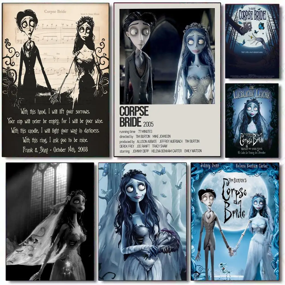Poster HD PVC selbstklebende Wandkunst – wasserdicht wiederverwendbar für Home Office Cafe C-Corpse Bride Cartoon
