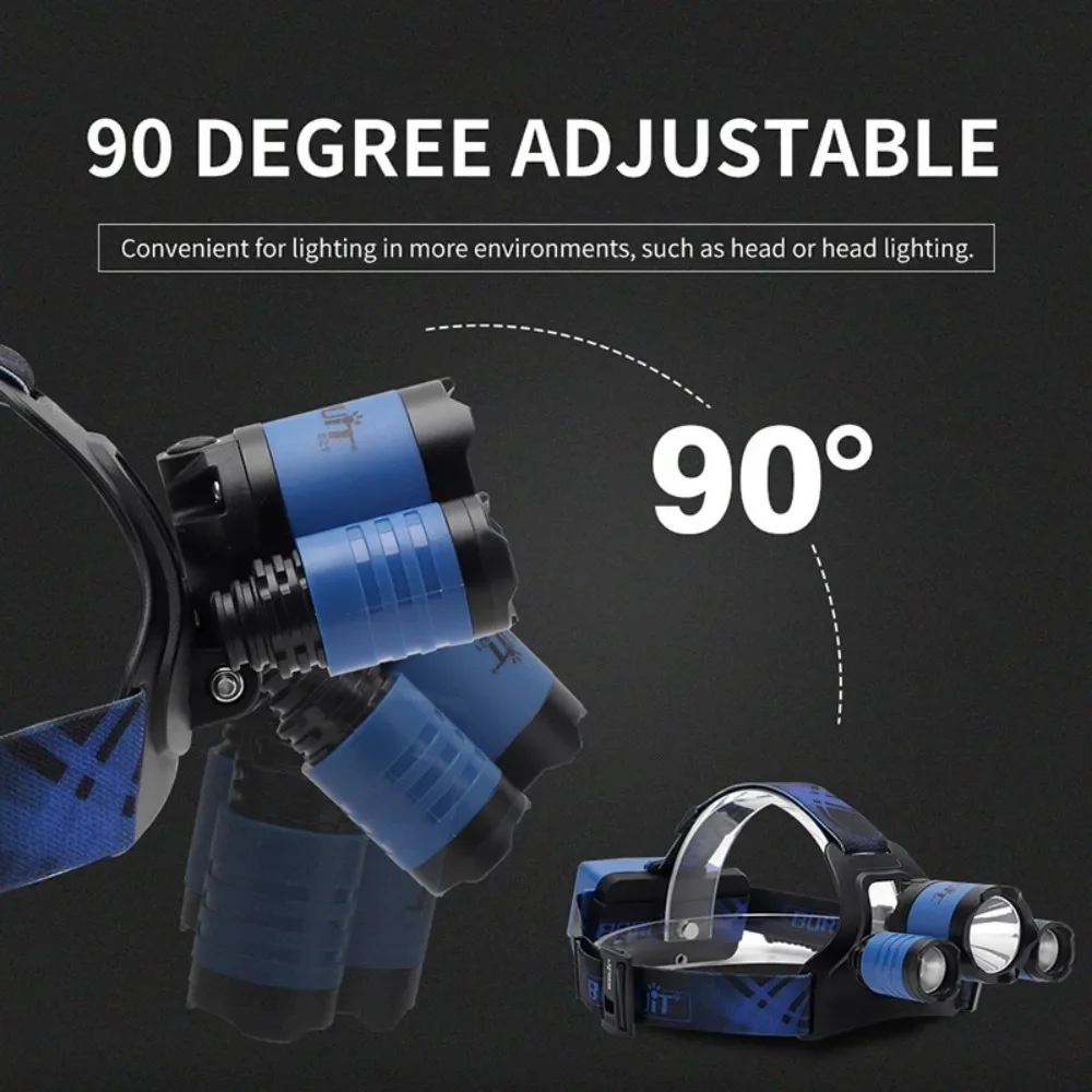 BORUiT B21 3000LM LED Headlamp 4-Mode Mirco USB Rechargeable Power Bank Headlight Waterproof Outdoor Camping Head Torch