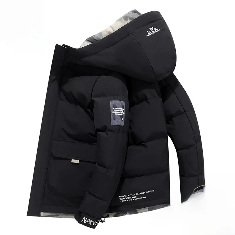 

Мужская утепленная хлопковая куртка-пуховик на молнии с длинными рукавами, теплая зимняя верхняя одежда из ткани с покрытием, приталенный крой