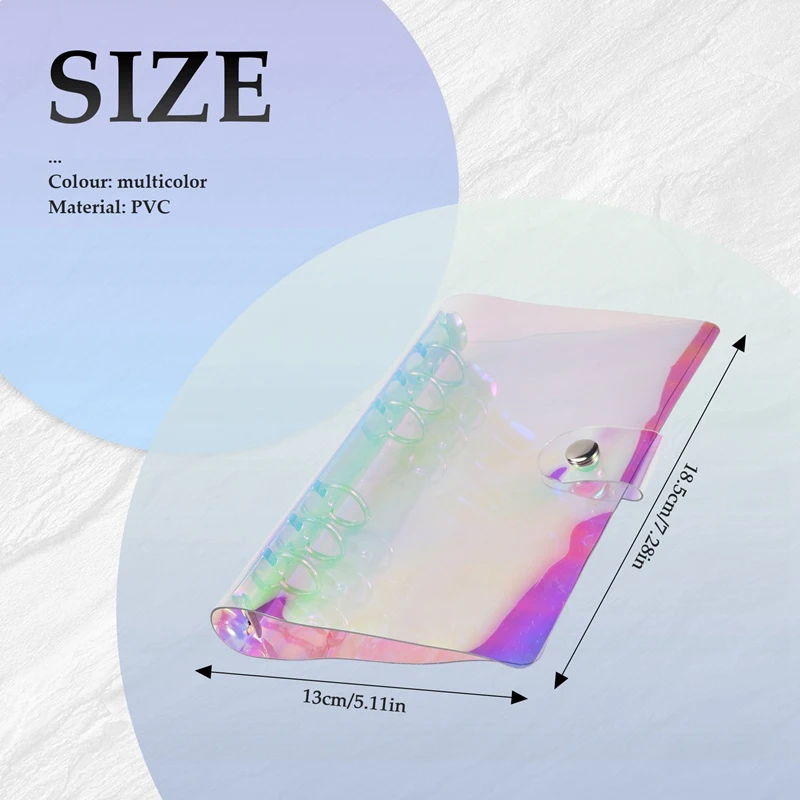 2 шт. A6 6-Ring Радужная Прозрачная Обложка из ПВХ, многоразовая Обложка для блокнота, защита для блокнота, свободный лист, планировщик, Обложка, разноцветная Обложка
