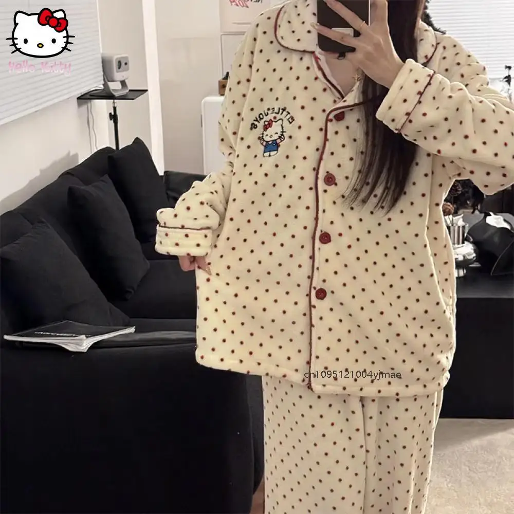 Sanrios Pochacco Addensato Homewear Autunno Inverno Pompompurin Velluto Corallo Pigiama da Donna Vestito Anime Cute Girls Studente Indumenti da Letto