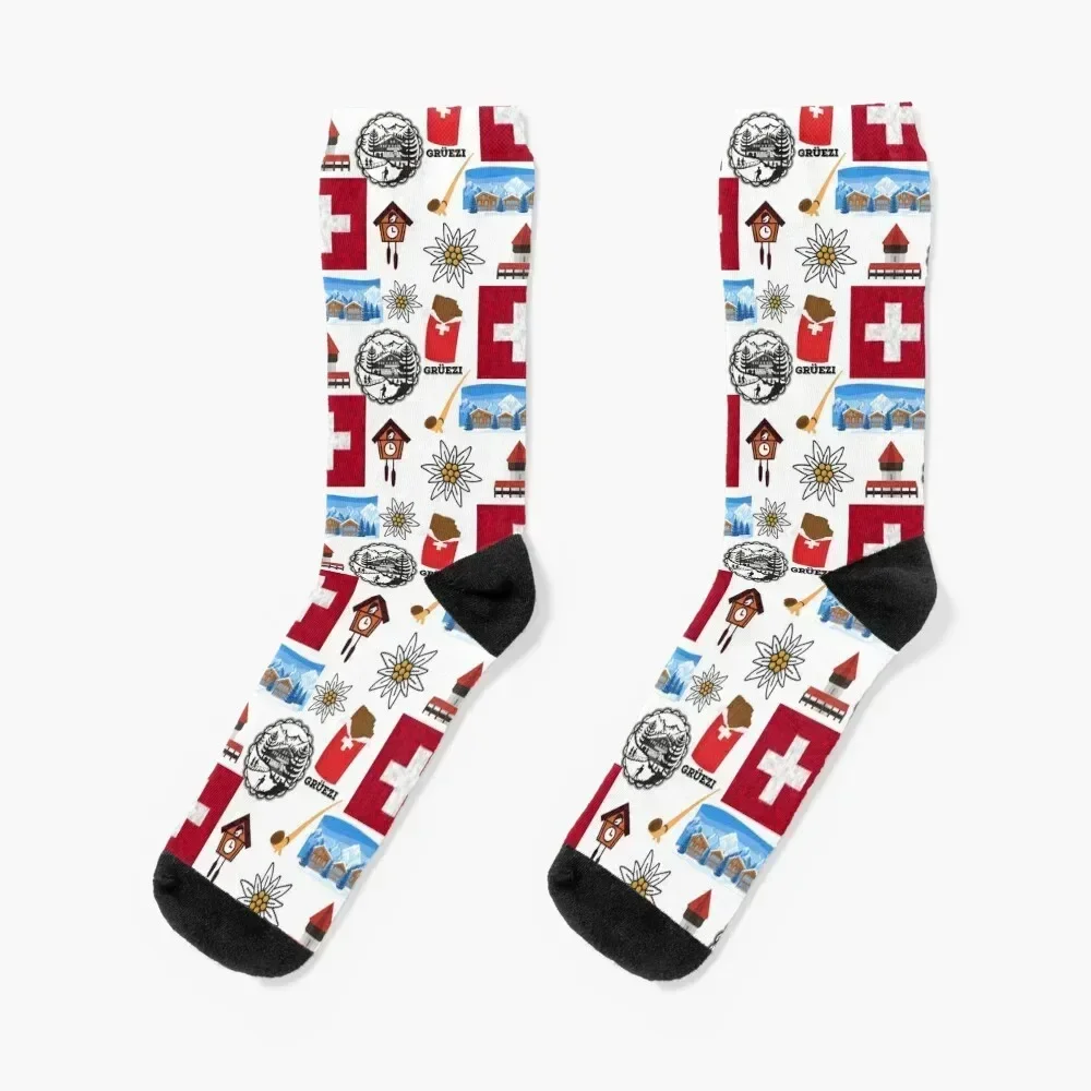 

Switzerland Culture Icons - Swiss Souvenirs Combo Pack X9 Socks hockey heated anime moving stockings Designer Man Socks Women's