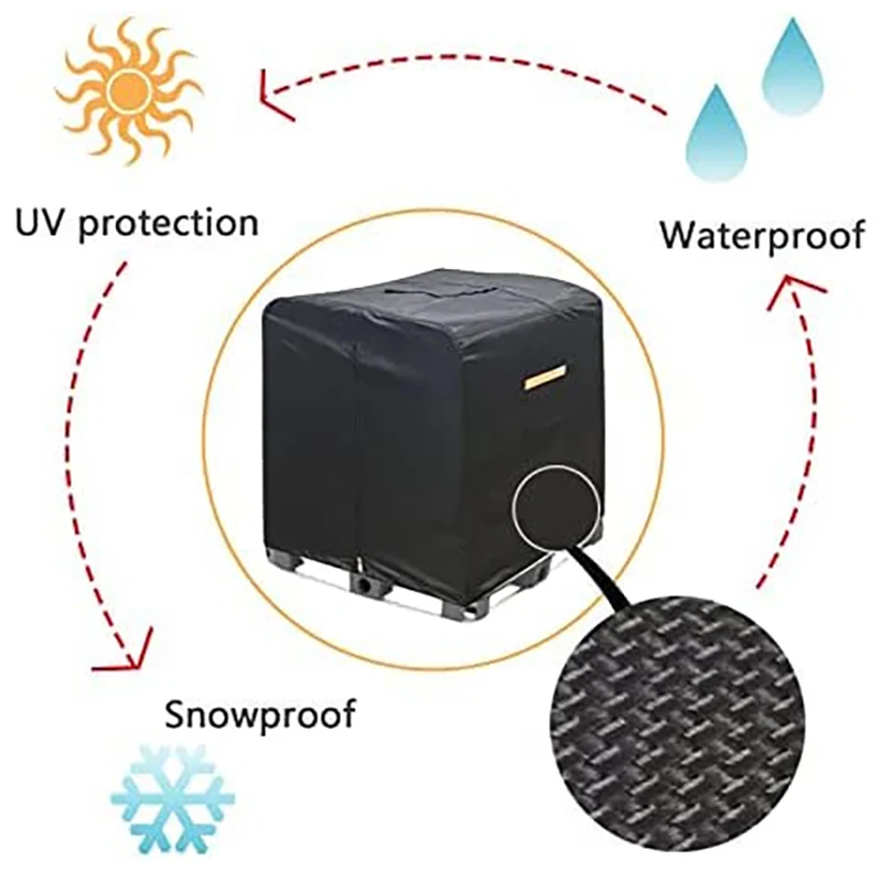 IBC Tote cover 330 gallon water tank protection cover zipper 420D heavy waterproof sunscreen material 1000L outdoor garden water