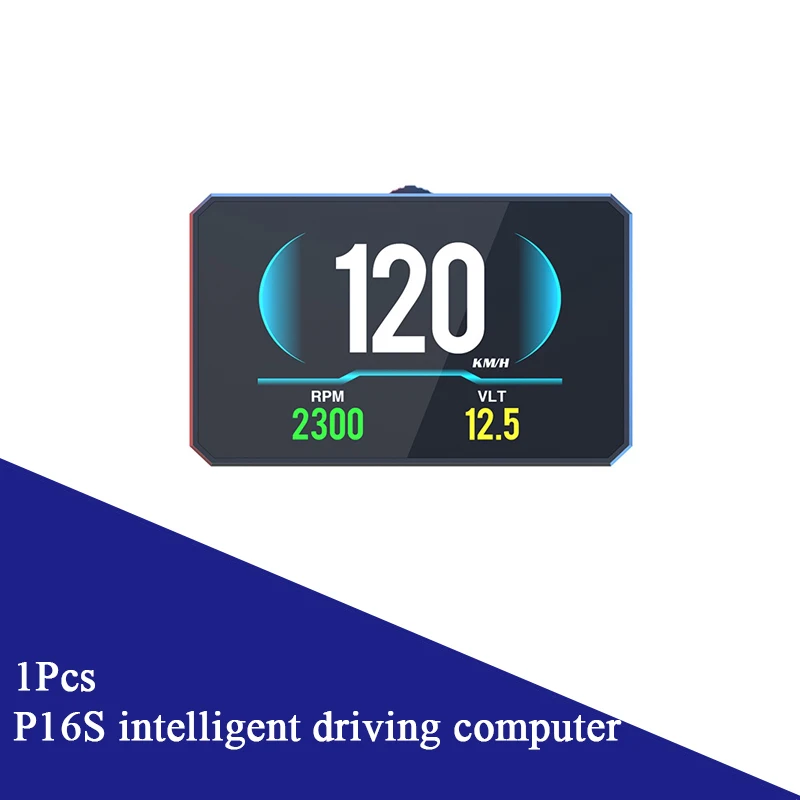 P16 Car HUD OBD2 LCD Meter Head Up Display Speedometer KMH,MPH Tachometer Water Temp Fuel Consumption Turbo Pressure