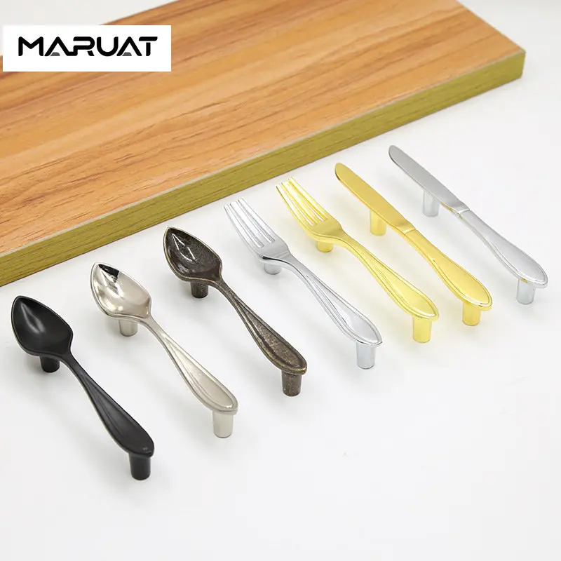 Drawer Knobs Kitchen Handles Creative Knife Spoon Fork Design Kitchen Cabinet Handles Unique Cupboard Knobs Fashion Hardware