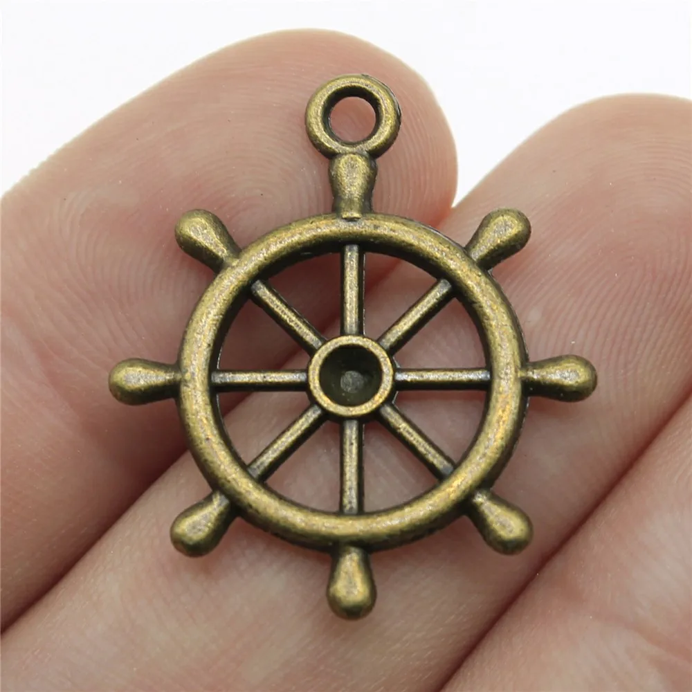 20pcs 28x24mm(1.1x0.94inch) 2 Colors Antique Bronze Color Antique Silver Color Rudder Charms Jewelry Accessories Bulk