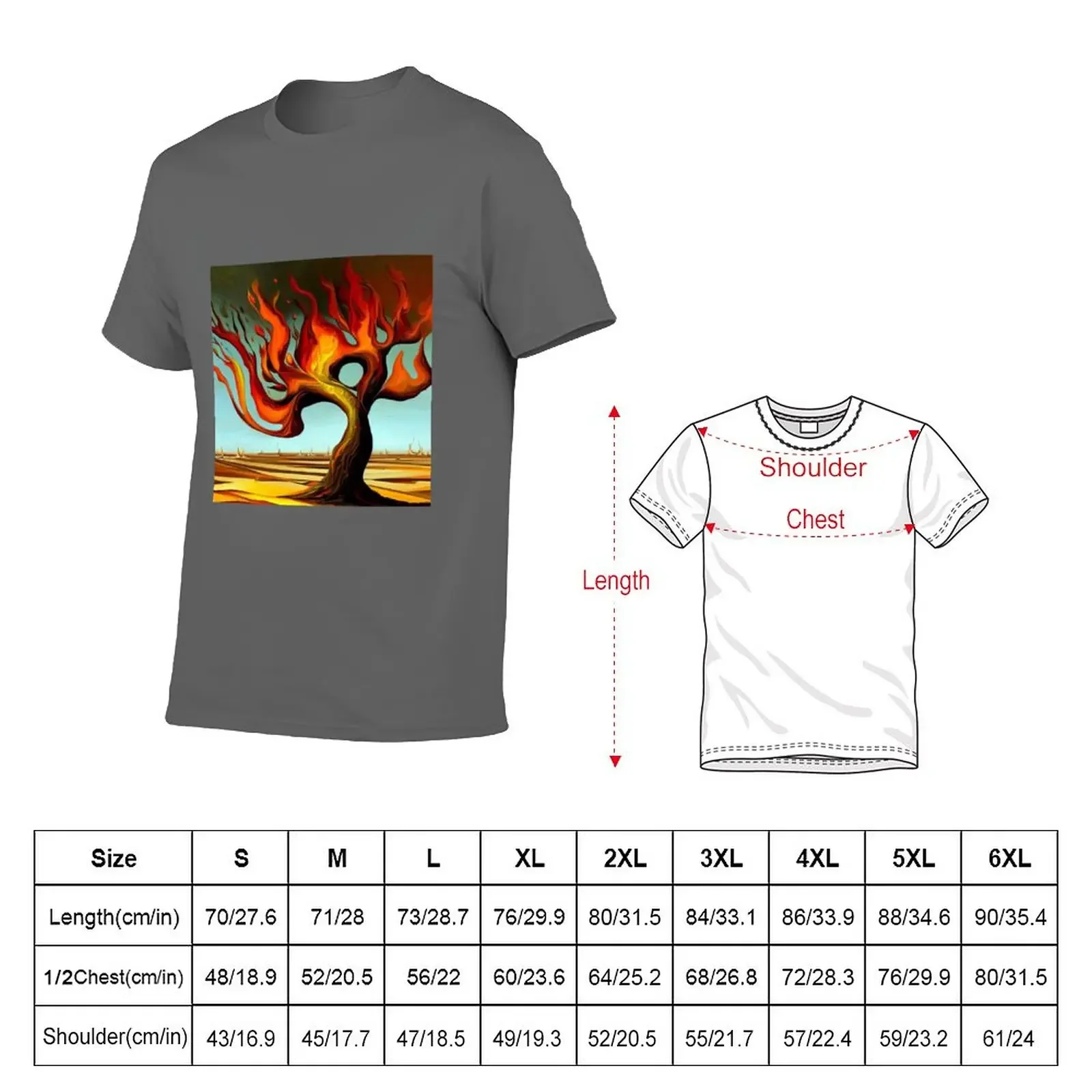 New fire tree (Dalí style) T-Shirt tees funny t shirts custom t shirts design your own plain t shirts men