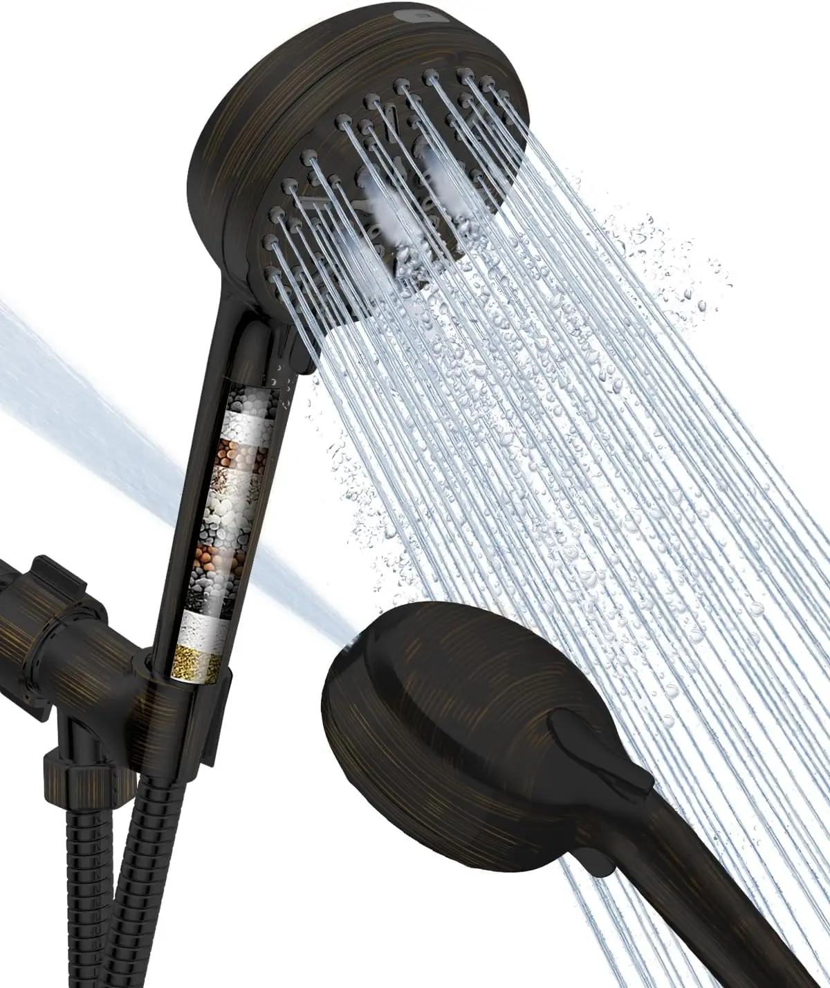 

6-Mode High Pressure Filtered Shower Head with Handheld Oil Rubbed Bronze, Power Wash and Long Hose