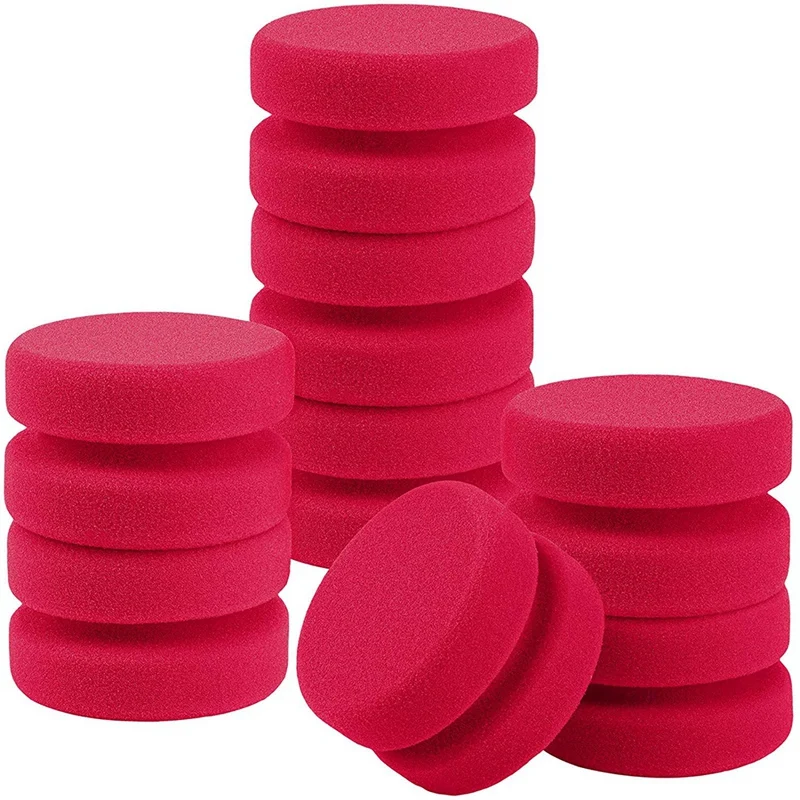 

HOT-8 Pack Paint Sponge Applicator Detail Sponge Paint Round Wax Applicator Tire Shine Applicator (Red)