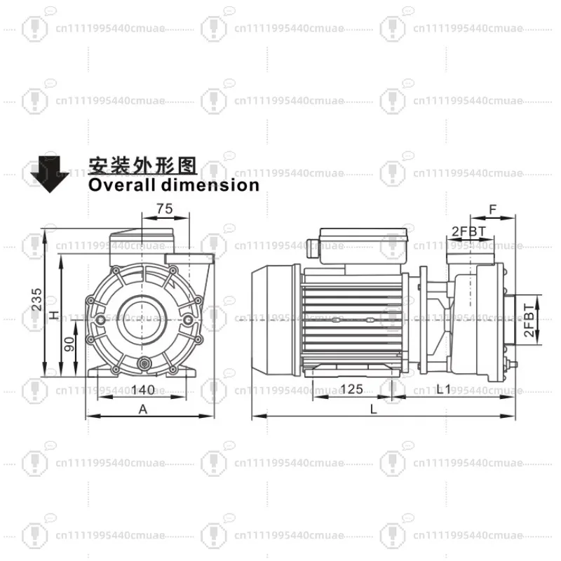 

Modern design WP300 water pump for outdoor swimming pools and spa tubs 6-person capacity jet pump whirlpool tub function